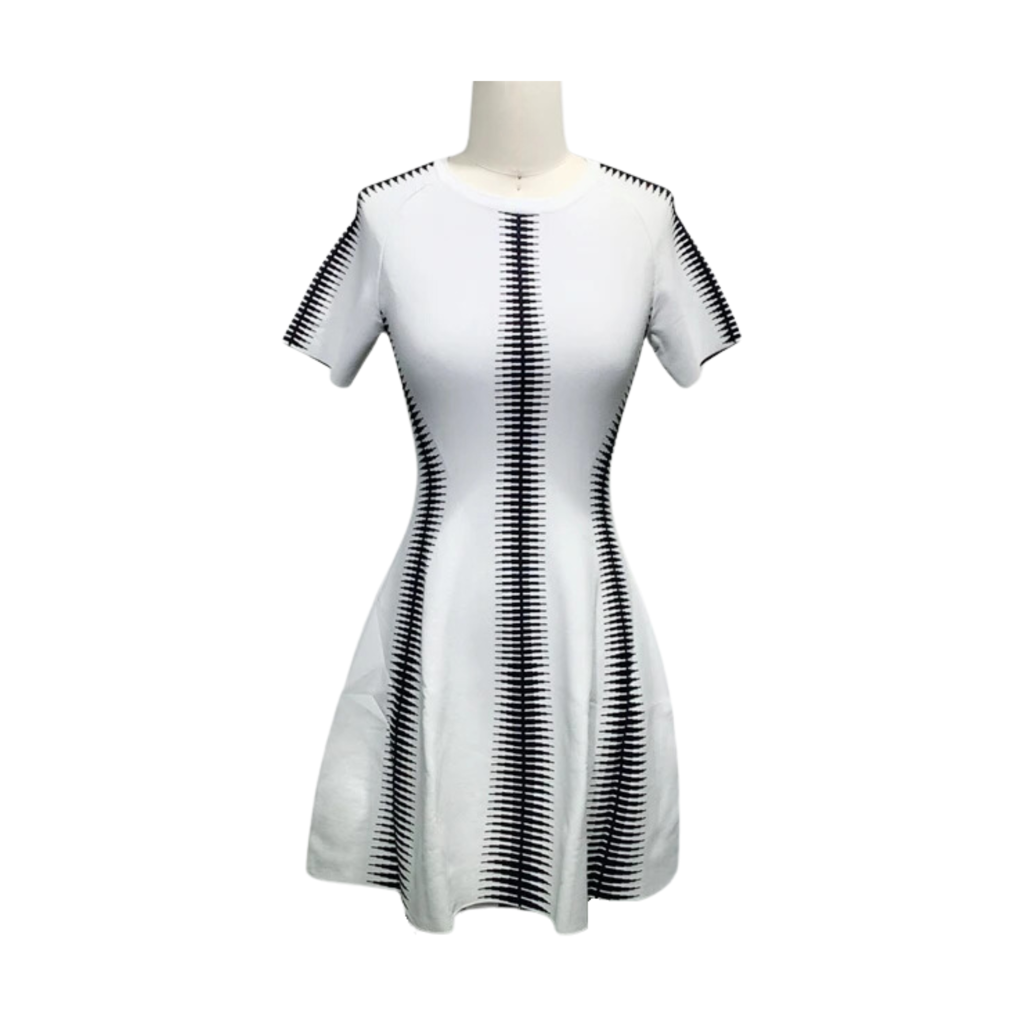 Short Sleeves Striped Cocktail Dress