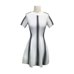 Short Sleeves Striped Cocktail Dress