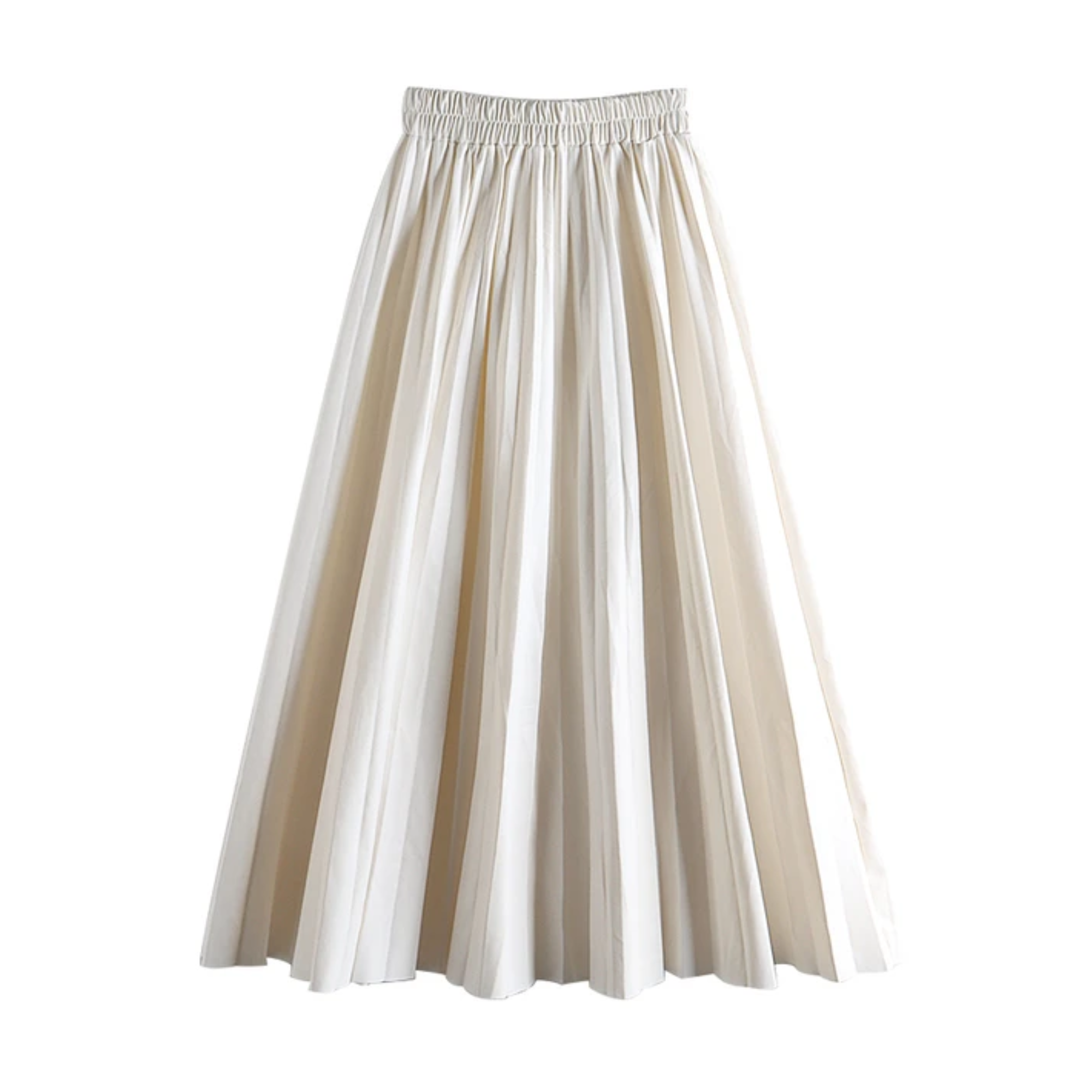 A-line Faux Leather Pleated Long Skirt