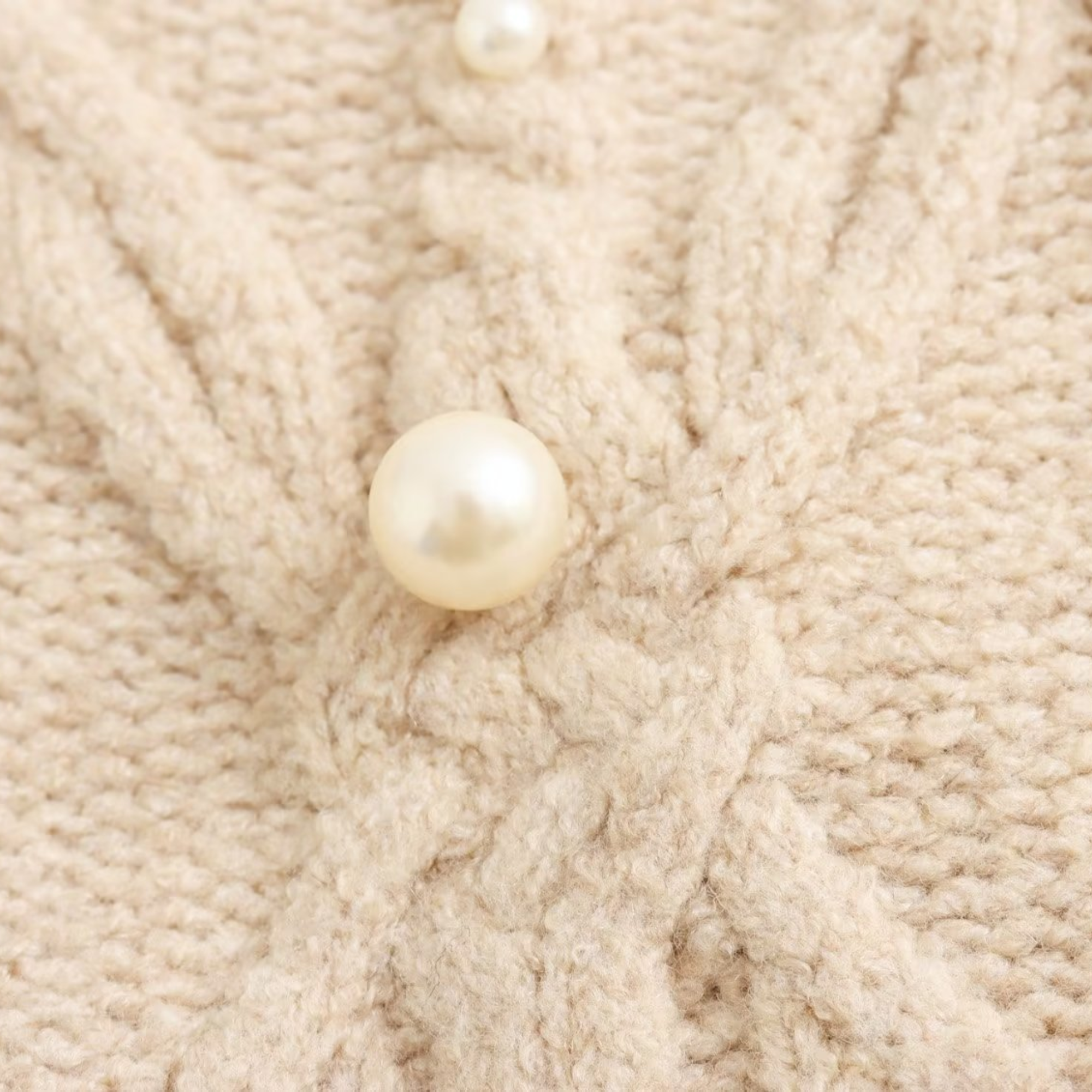 Cable-Knit Pearl Cardigan Sweater