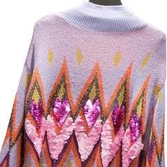 Diamond-Shaped Sequin Turtleneck Sweater
