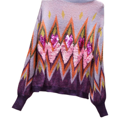 Diamond-Shaped Sequin Turtleneck Sweater