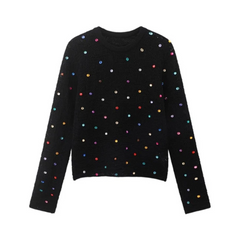 Colorful Crystal Beaded Knitted Sweater