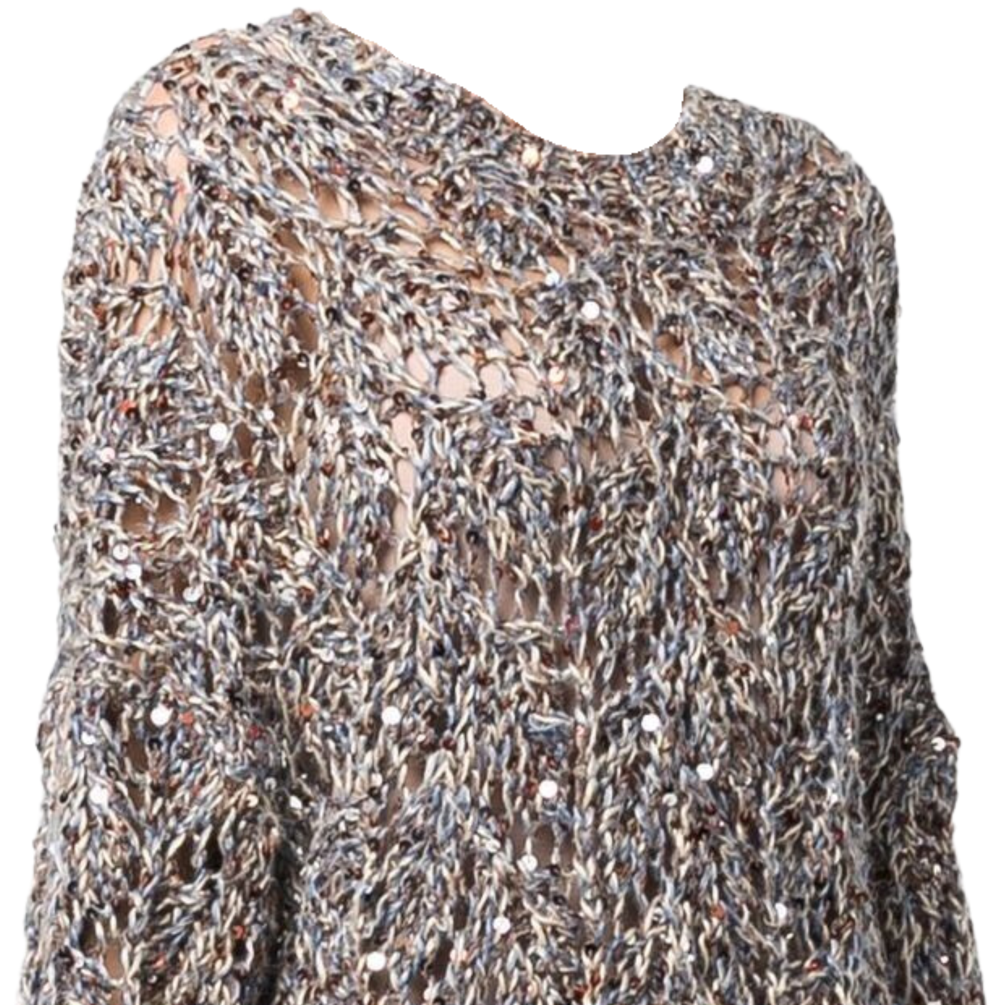 Sequined O-Neck Loose Knitted Top