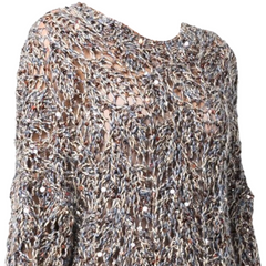 Sequined O-Neck Loose Knitted Top