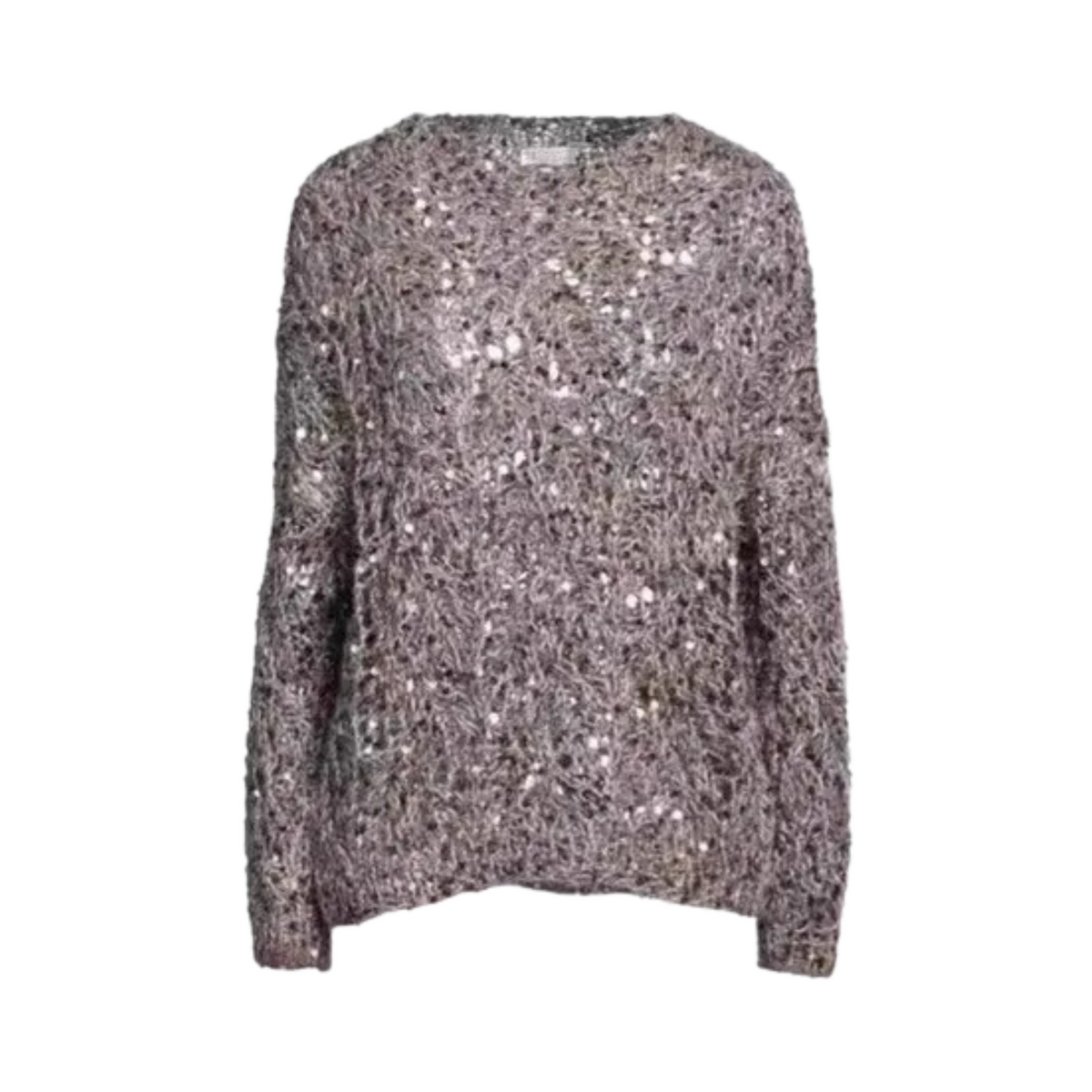 Sequined O-Neck Loose Knitted Top