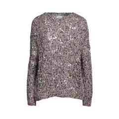 Sequined O-Neck Loose Knitted Top