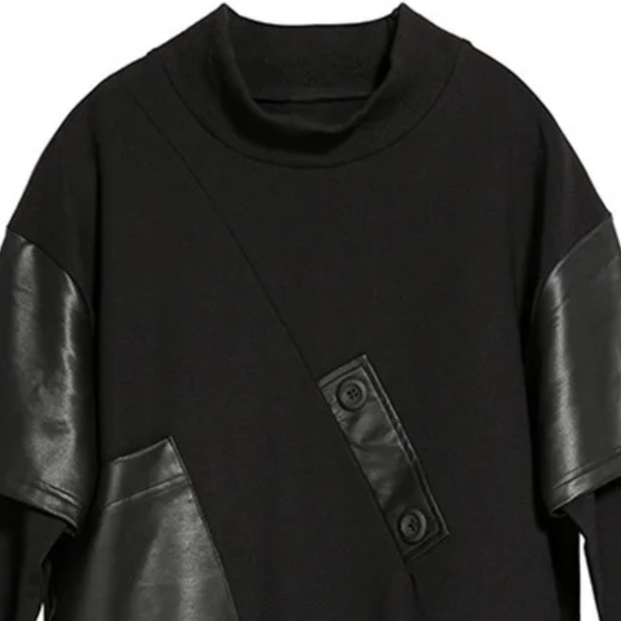 Irregular Black Faux Leather Top