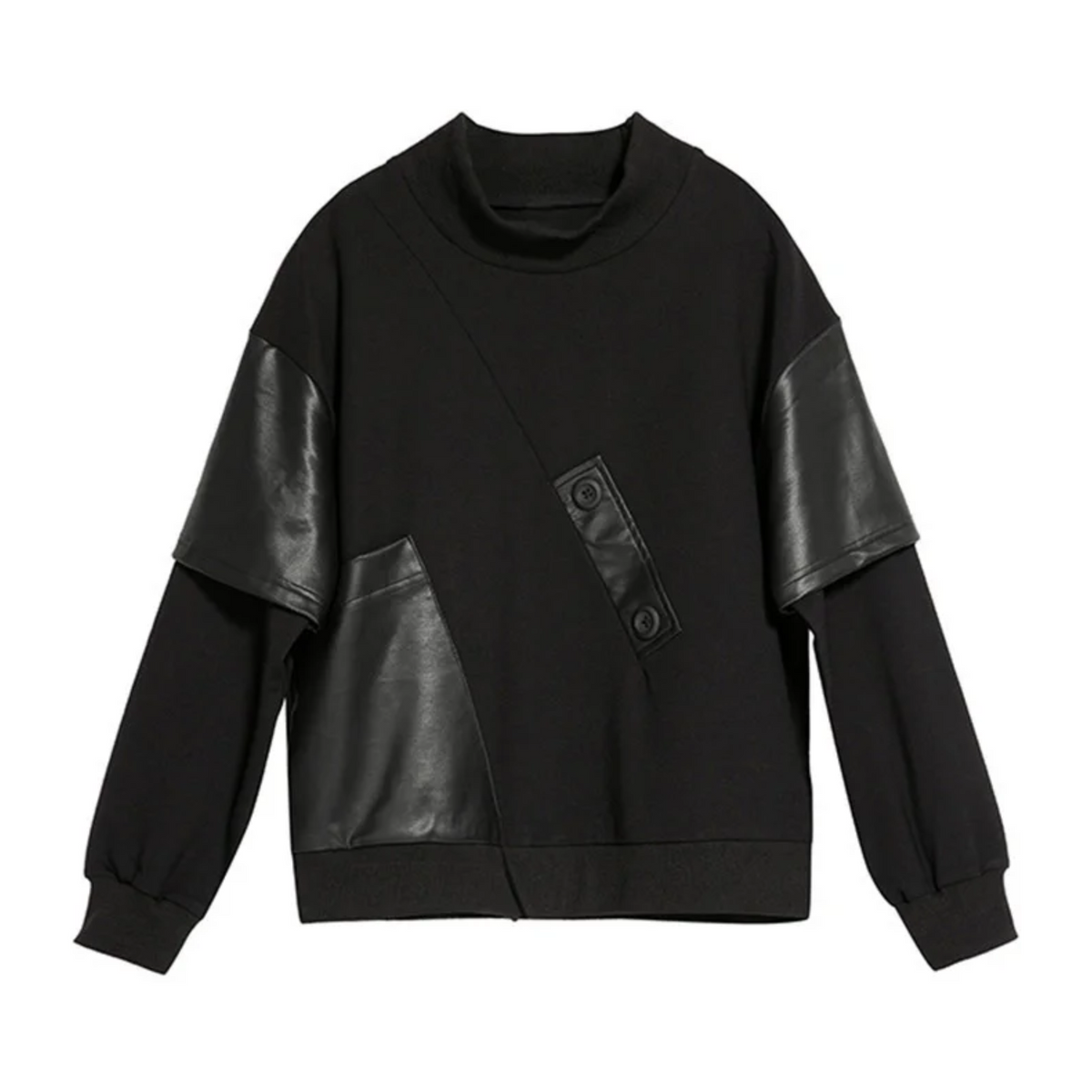 Irregular Black Faux Leather Top