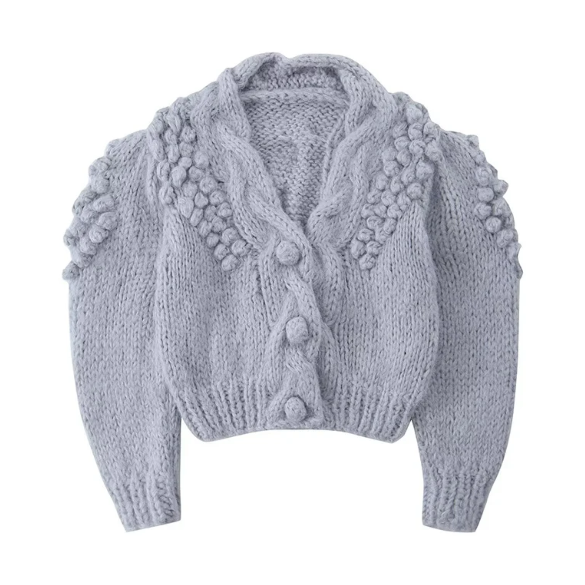 Crochet Knitted Cropped Cardigan Sweater