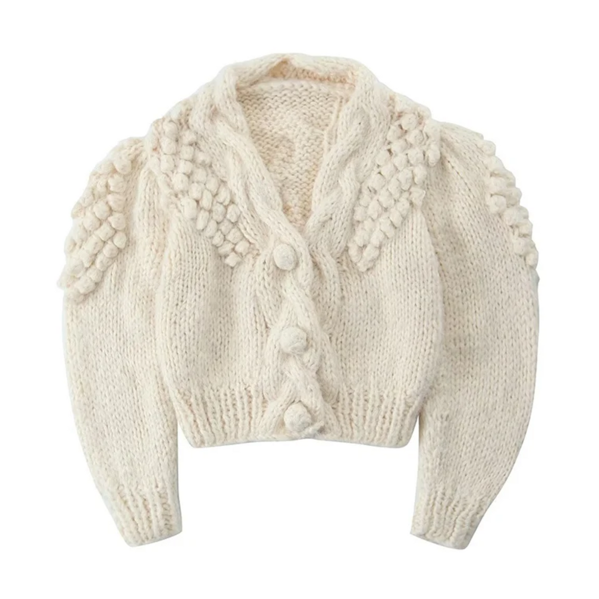 Crochet Knitted Cropped Cardigan Sweater