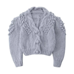 Crochet Knitted Cropped Cardigan Sweater