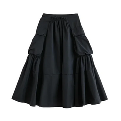 A-line Pleated Big Pocket Skirt