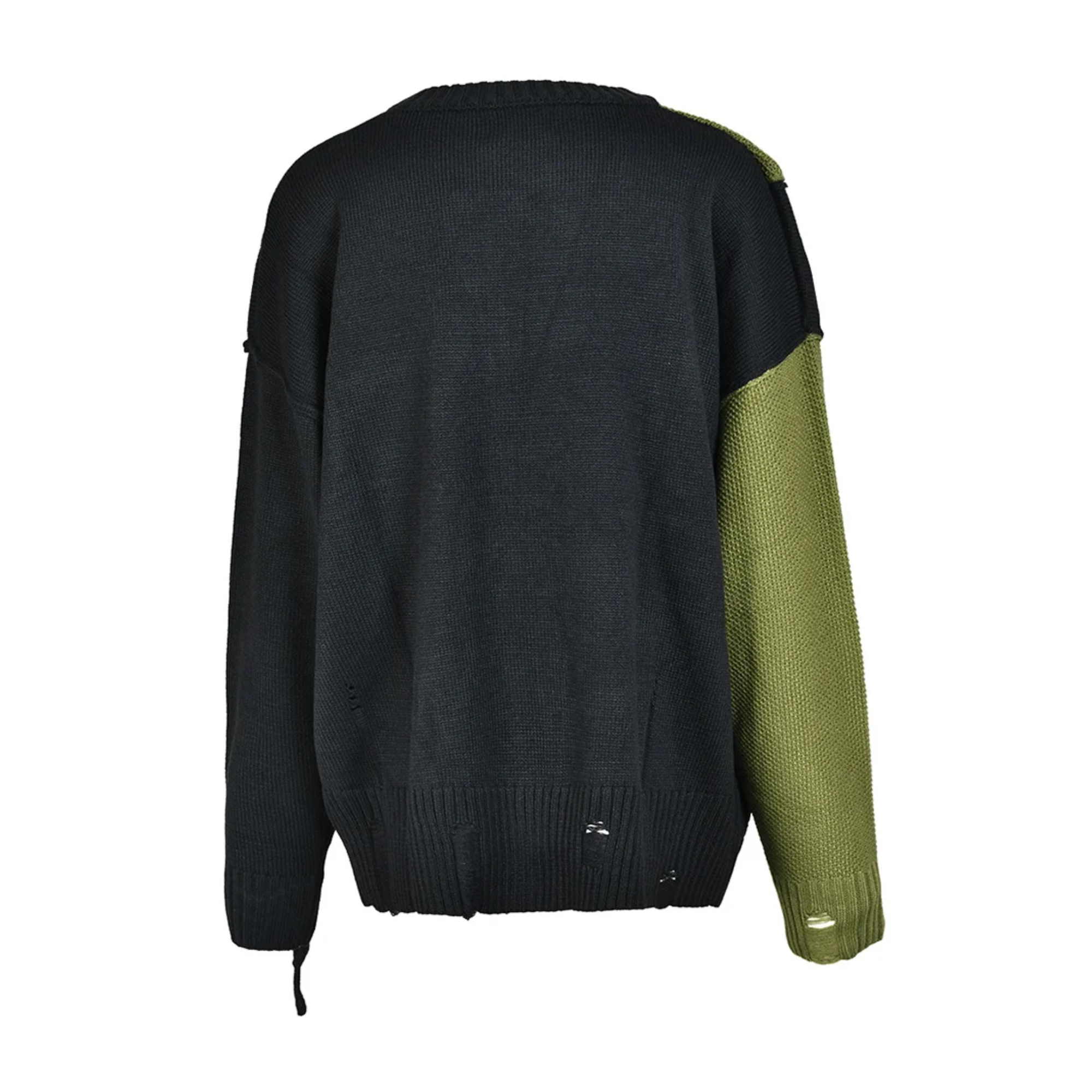 Colorblock Knitted Green Pullover Sweater