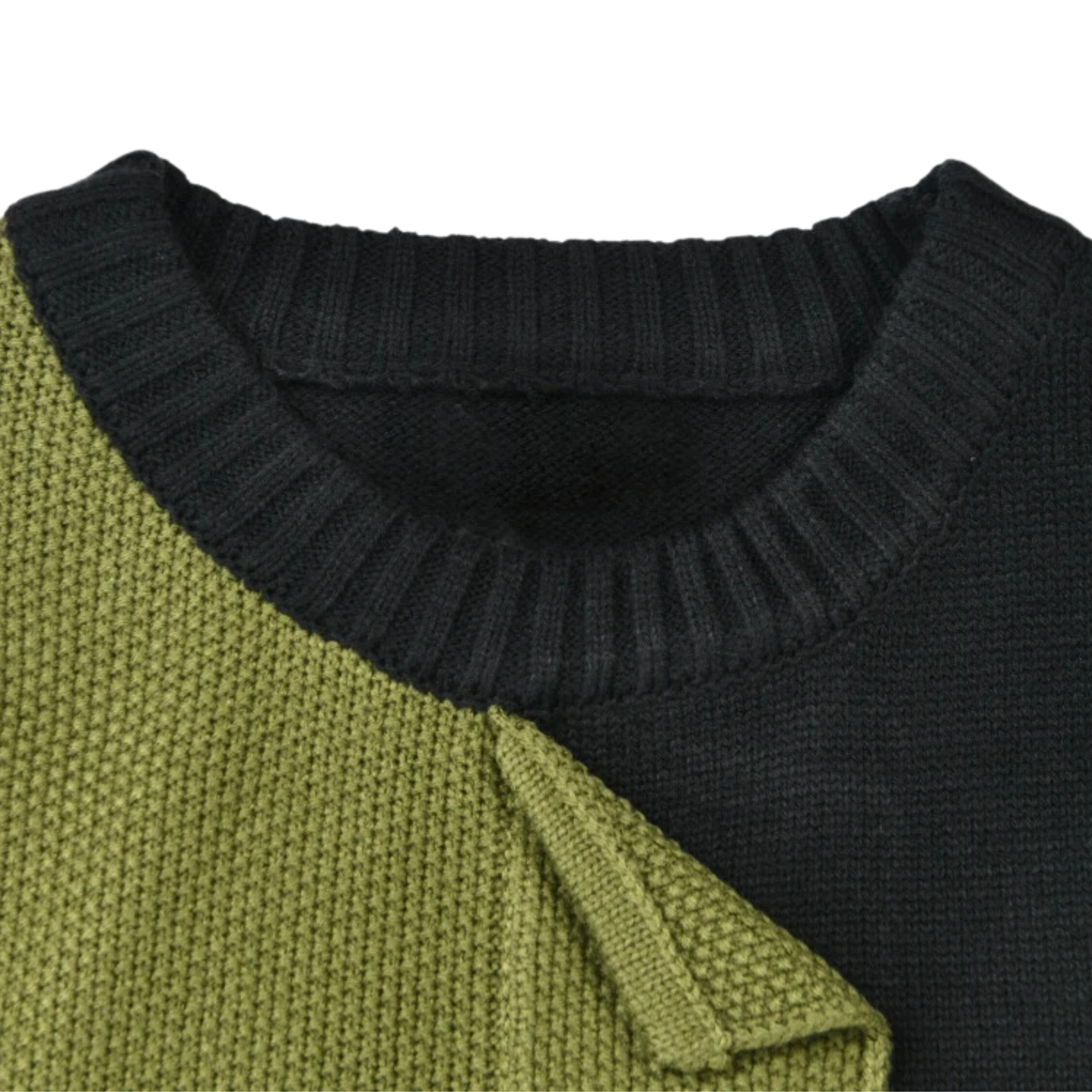 Colorblock Knitted Green Pullover Sweater