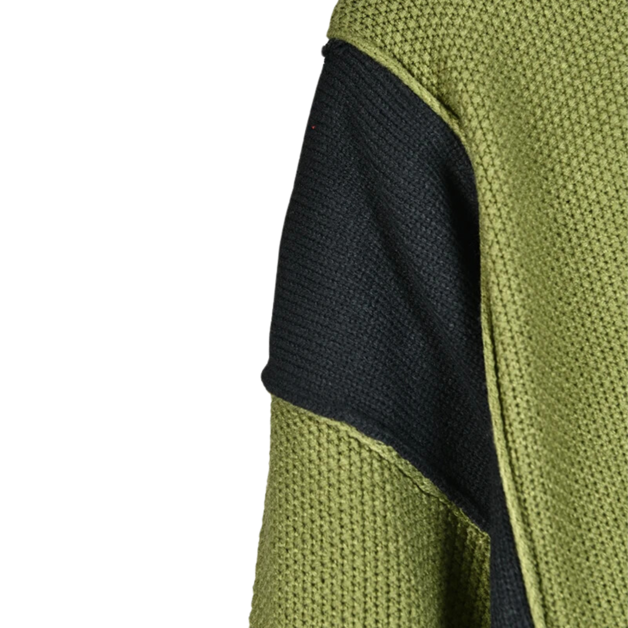 Colorblock Knitted Green Pullover Sweater