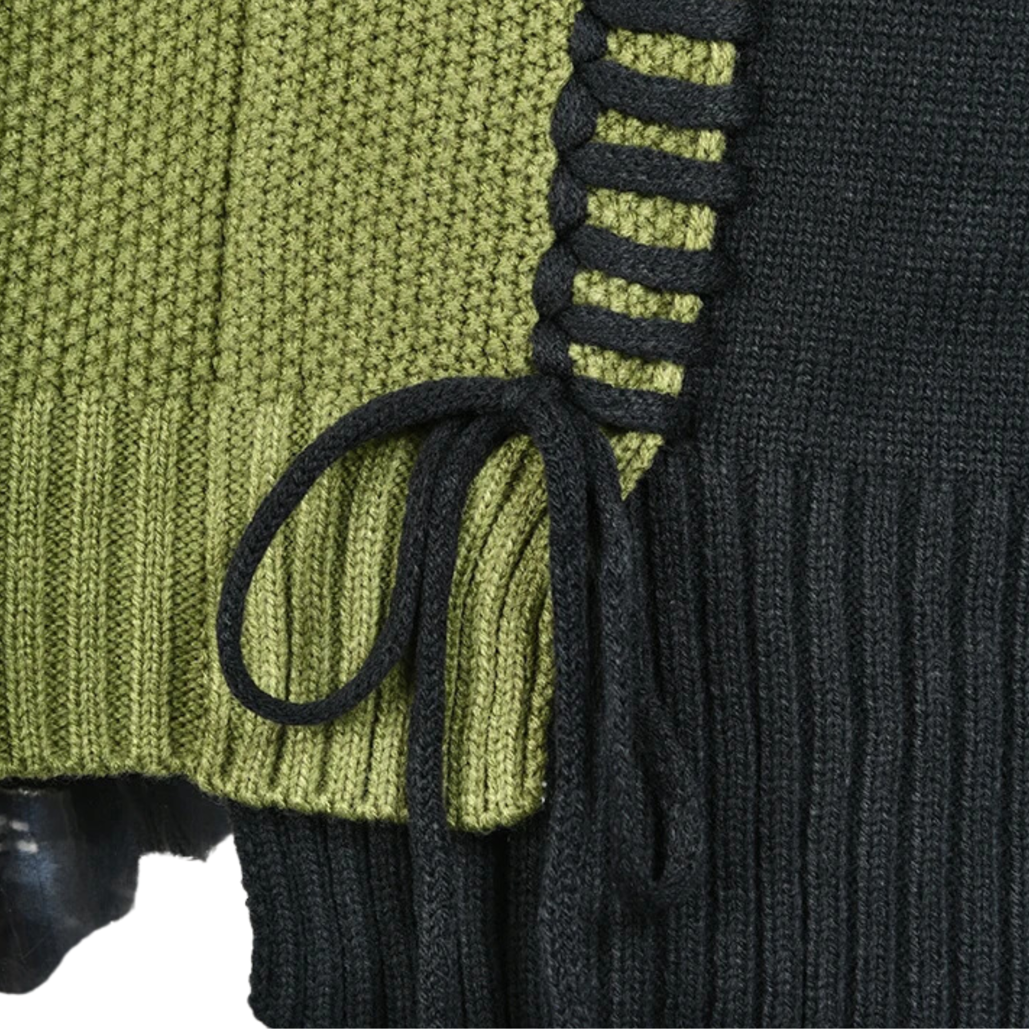 Colorblock Knitted Green Pullover Sweater