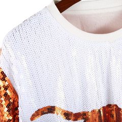 Sequined Longhorn Colorblock Jersey
