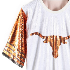 Sequined Longhorn Colorblock Jersey