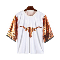 Sequined Longhorn Colorblock Jersey