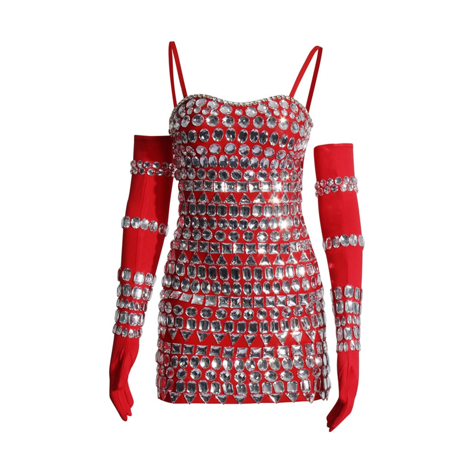 Studded Rhinestones Sleeveless Mini Dress