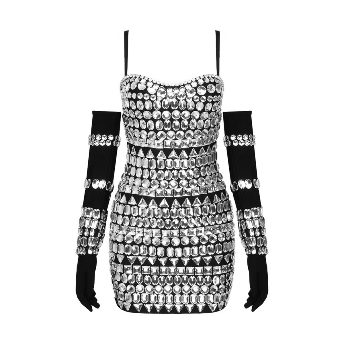 Studded Rhinestones Sleeveless Mini Dress