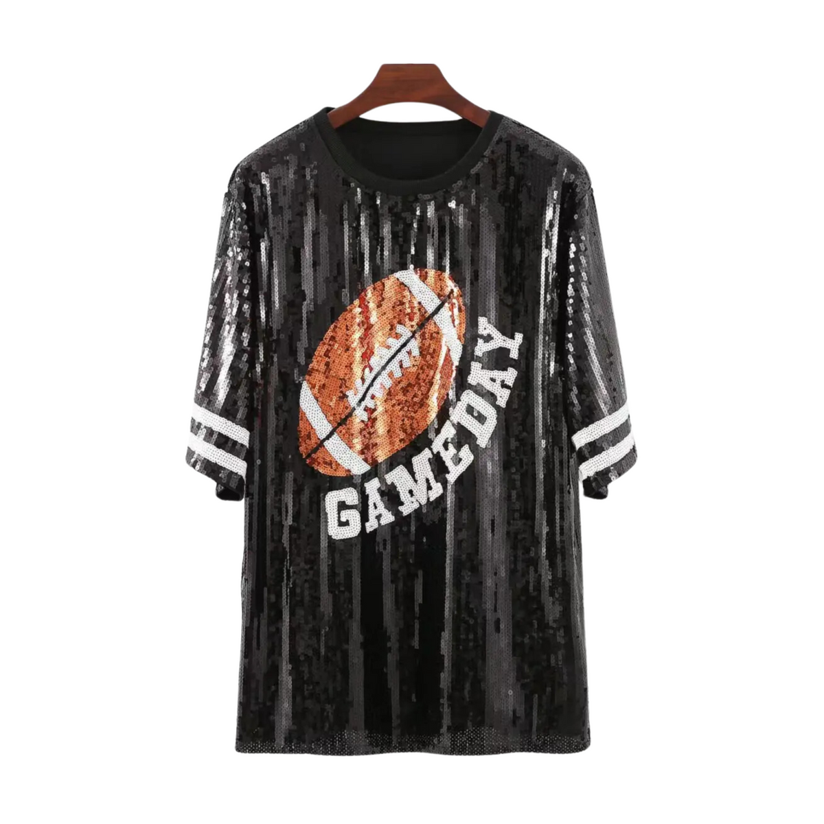 Sequined O-Neck Rugby Jersey