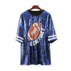 Sequined O-Neck Rugby Jersey