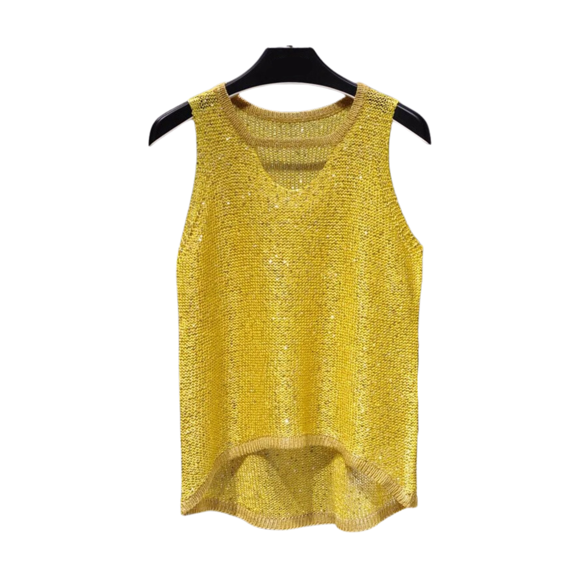 Sequined Hollow-Out Tank Top