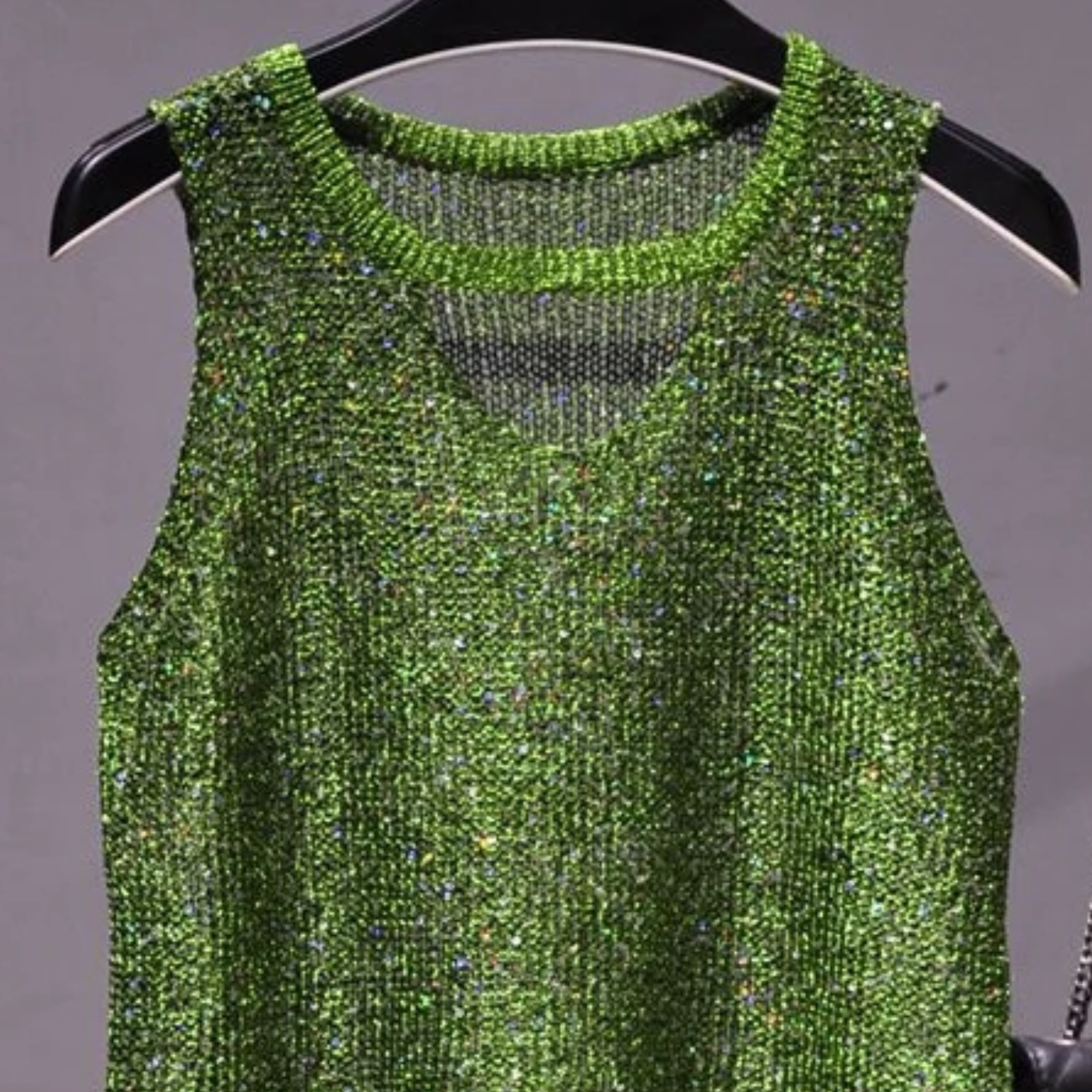 Sequined Hollow-Out Tank Top