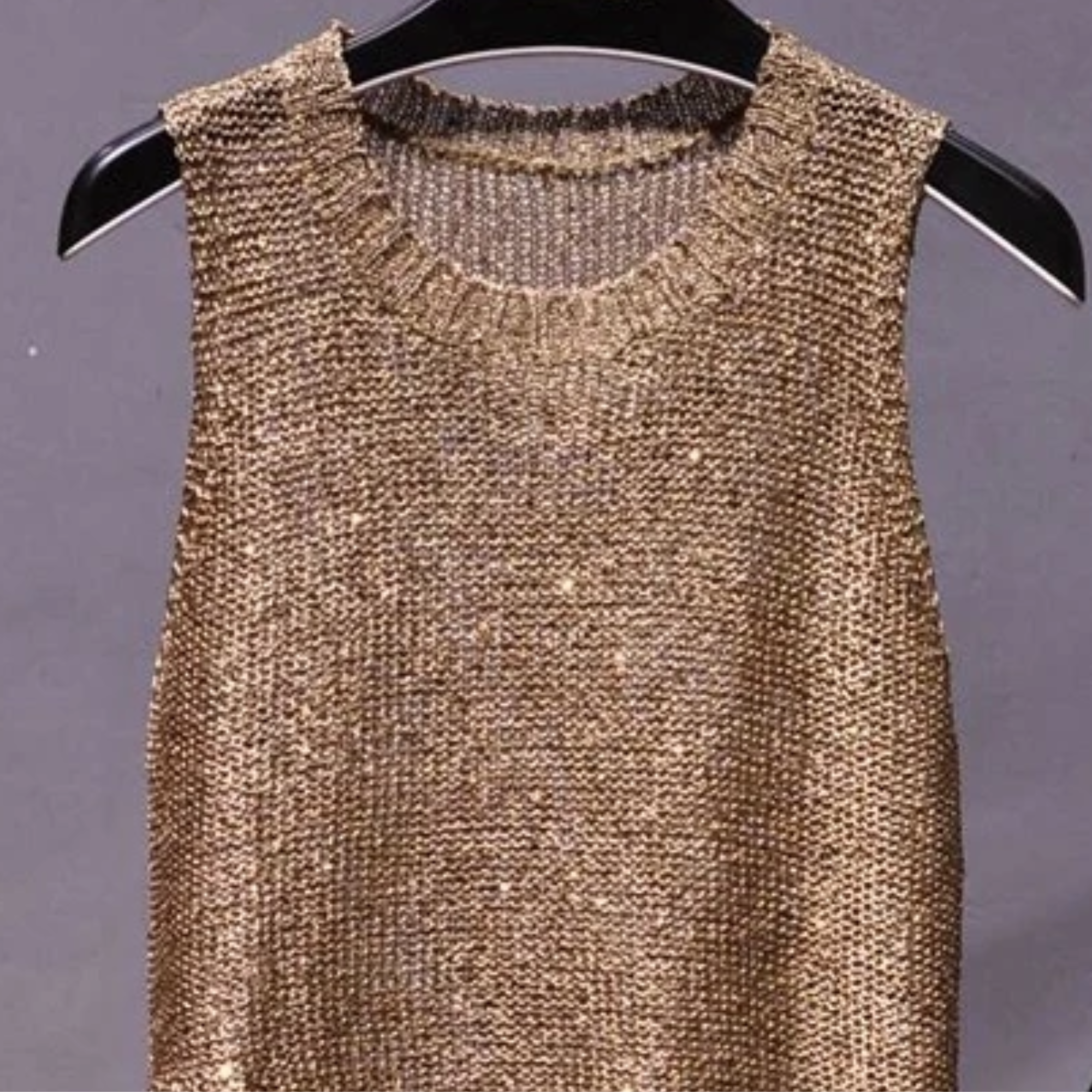 Metallic Sequined Beaded Tassel Top