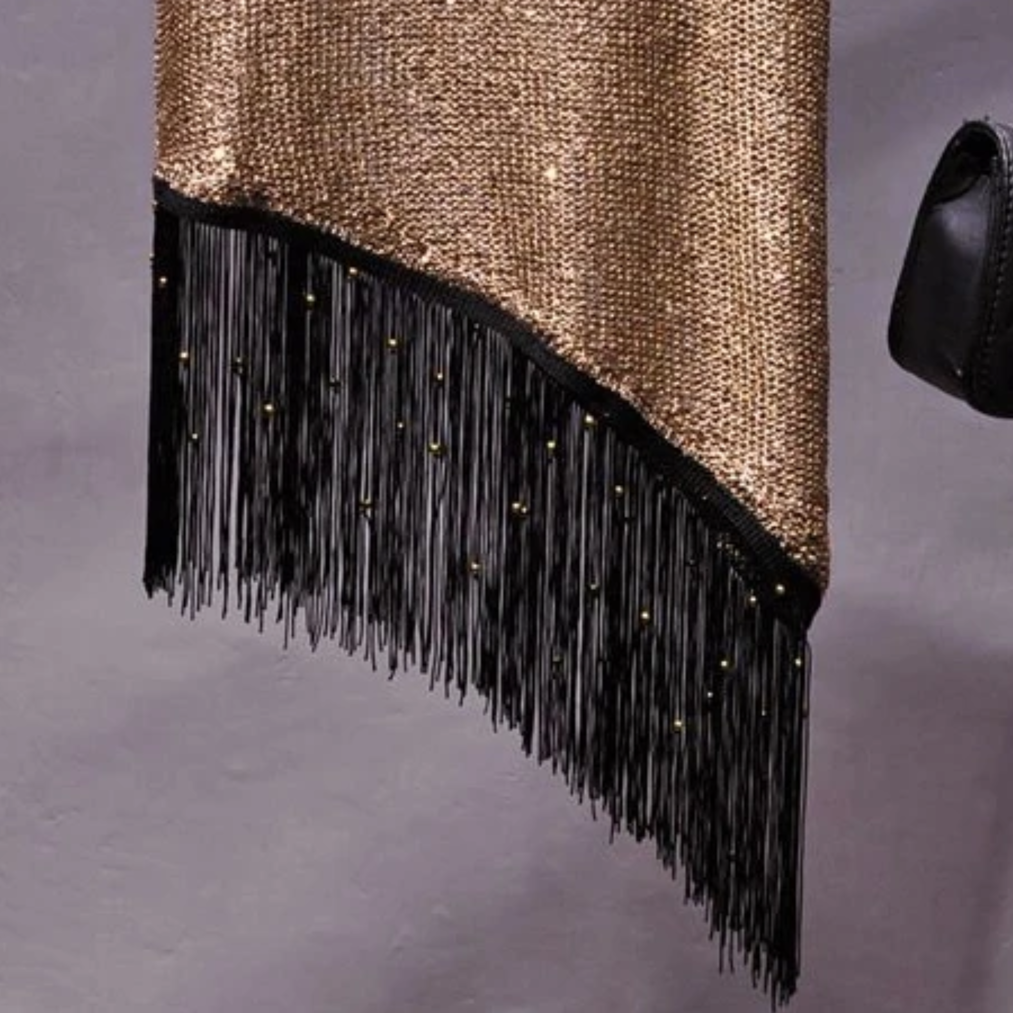 Metallic Sequined Beaded Tassel Top