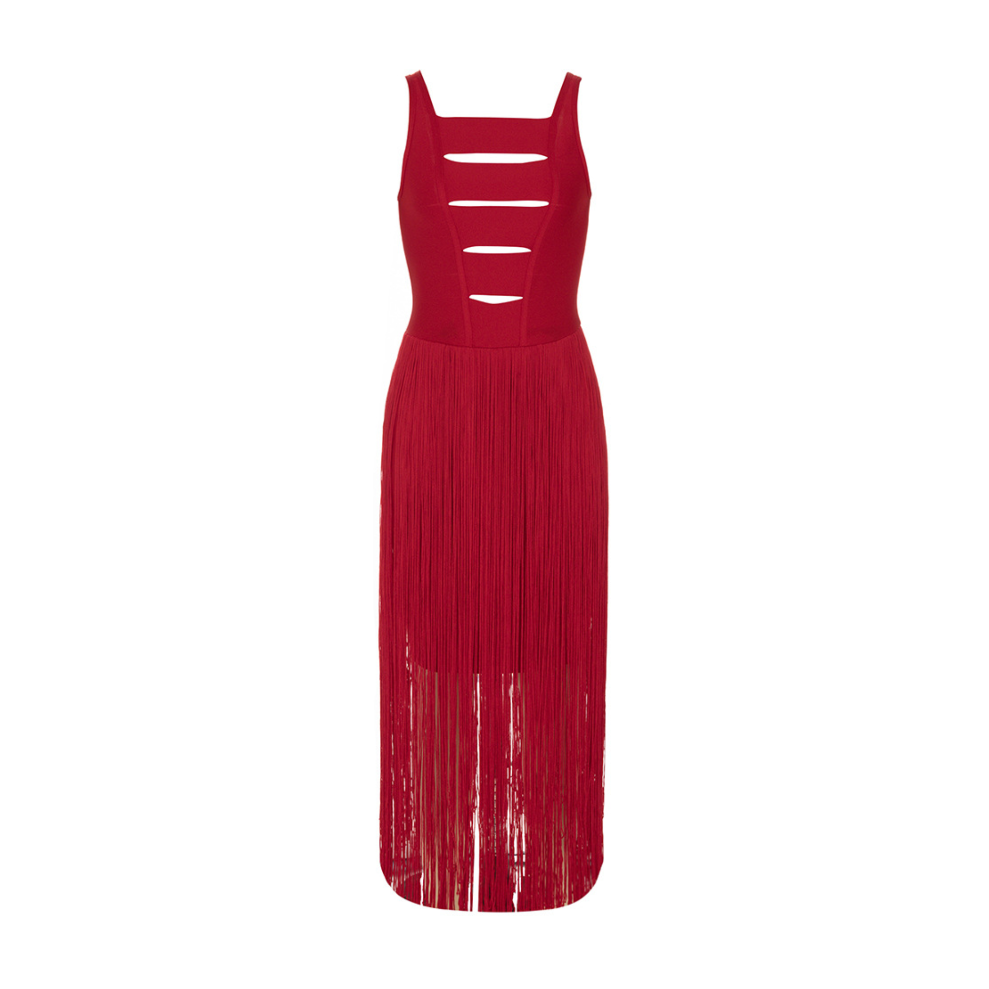Hollowed-Out Tassel Mid-Back Dress
