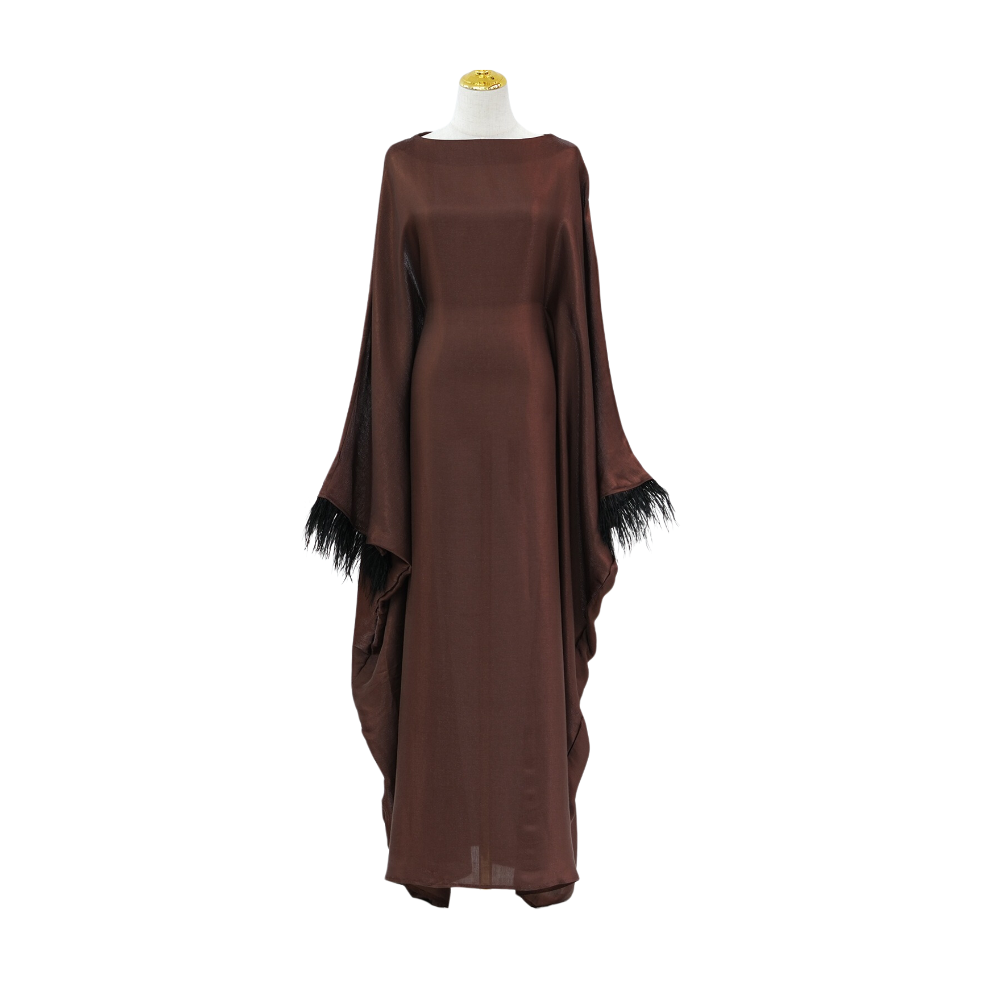 Abaya Faux-Fur Sleeves Dress