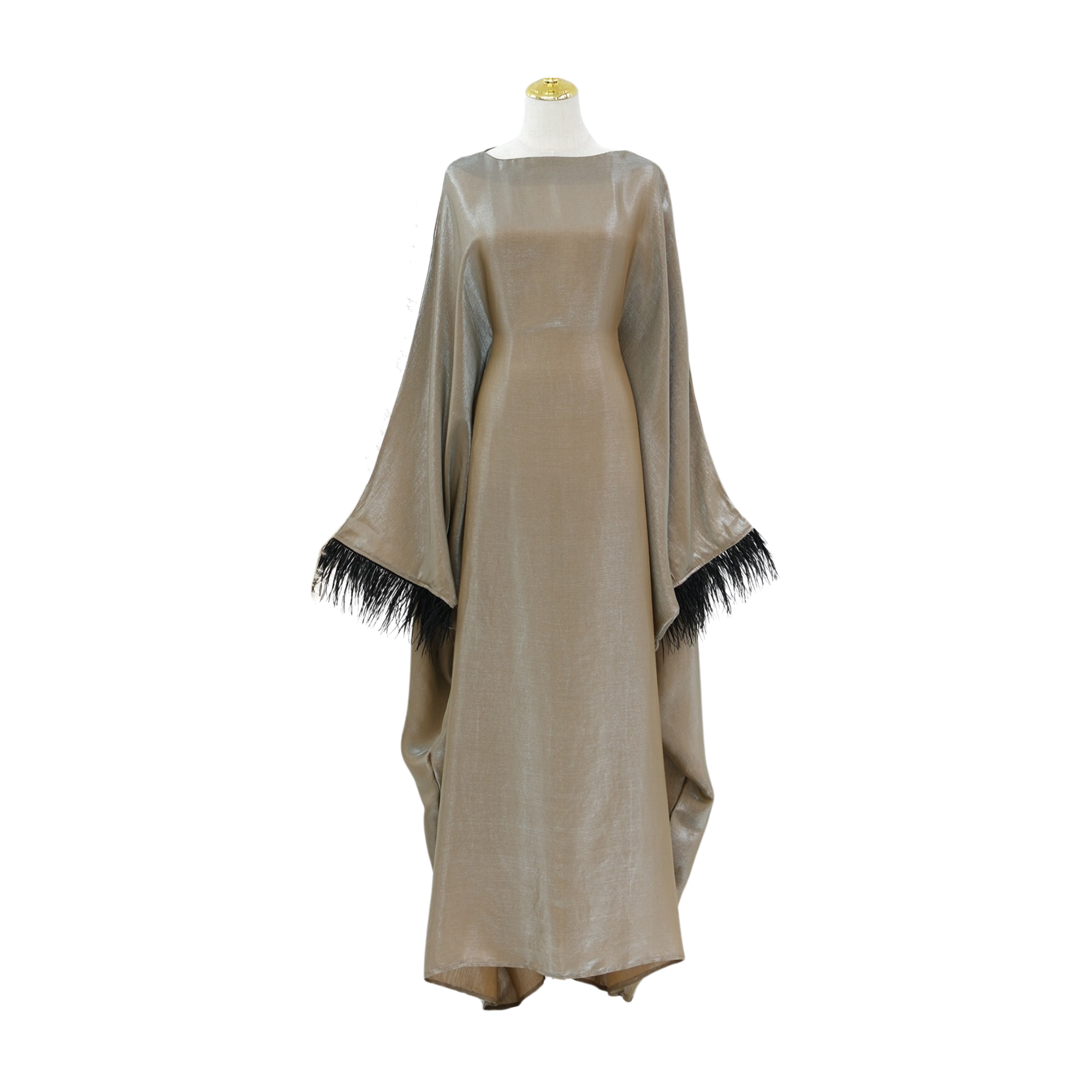 Abaya Faux-Fur Sleeves Dress