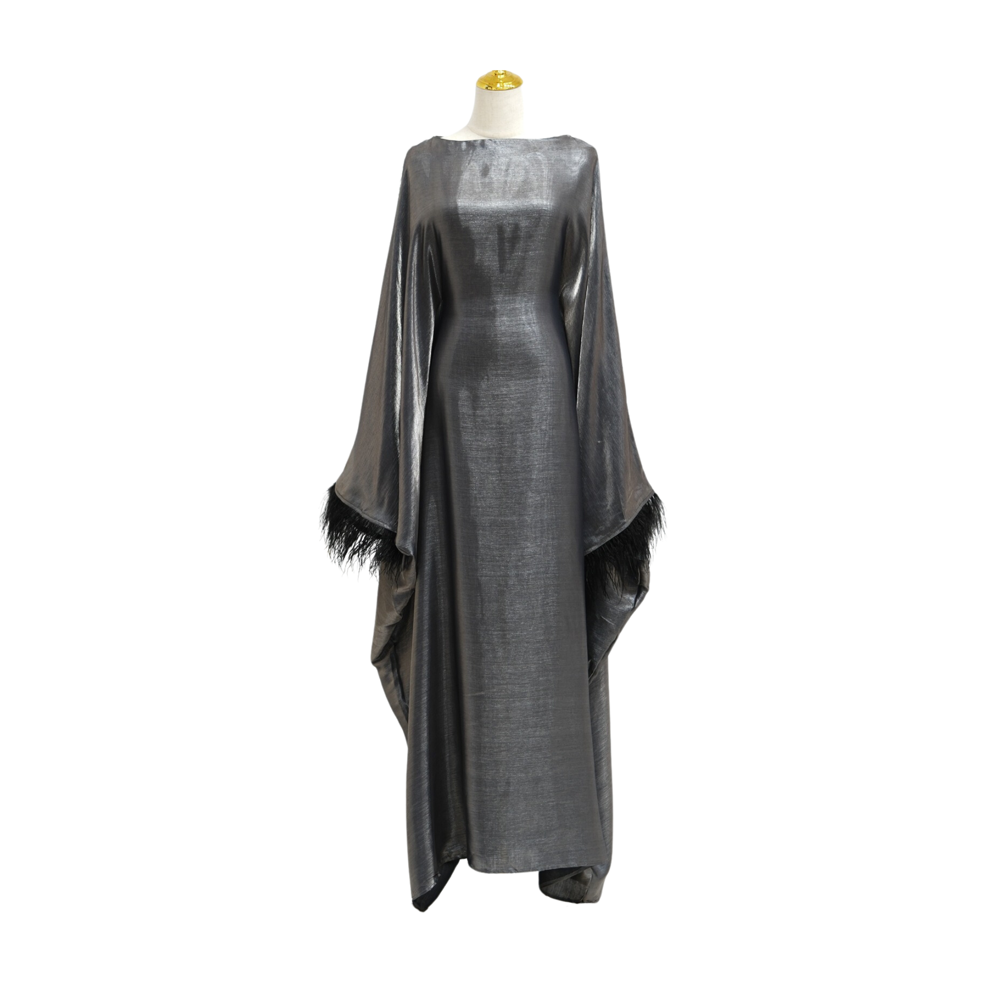 Abaya Faux-Fur Sleeves Dress