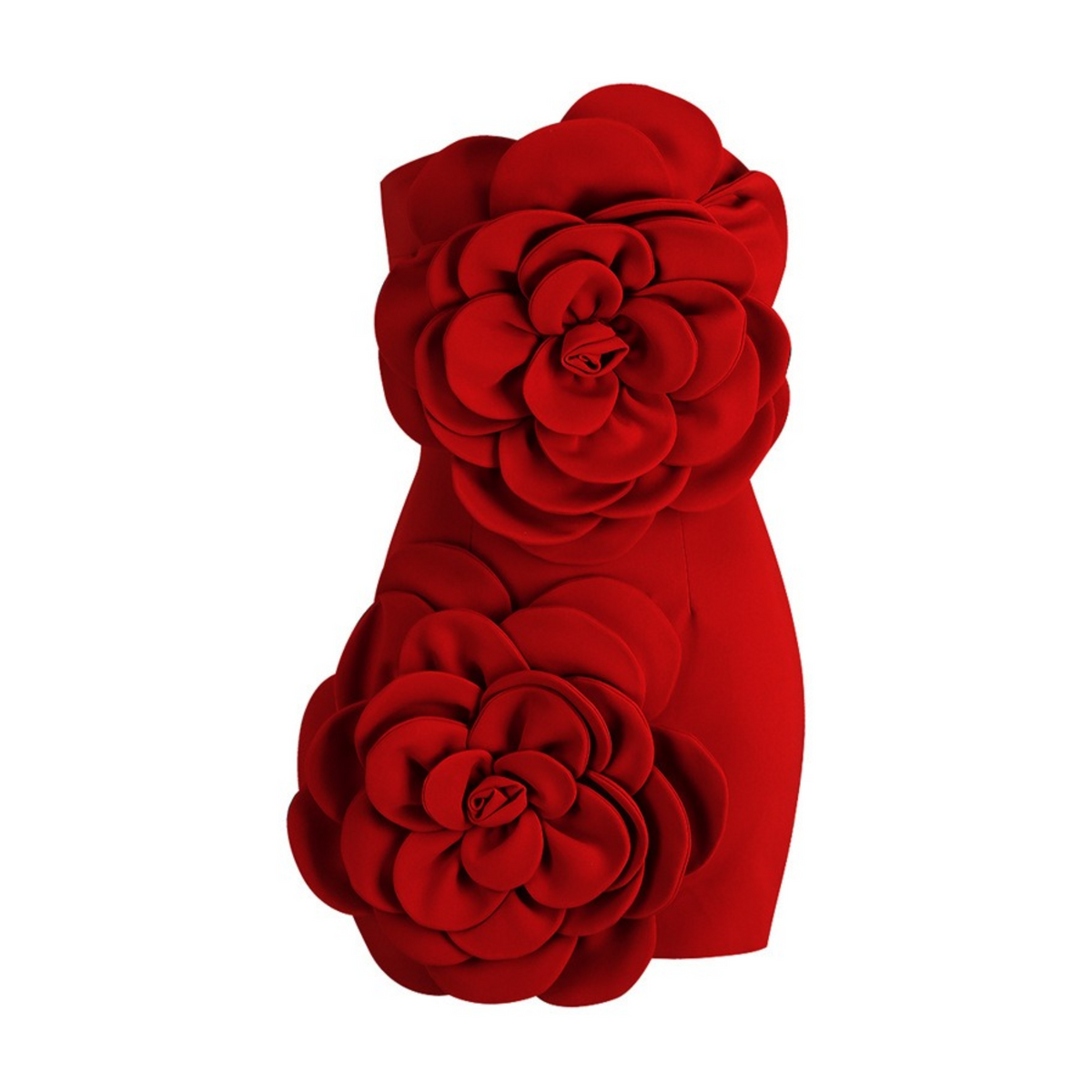 Strapless Crafted Flower Mini Dress