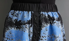 Contrast Block Print Mid-Calf Skirt