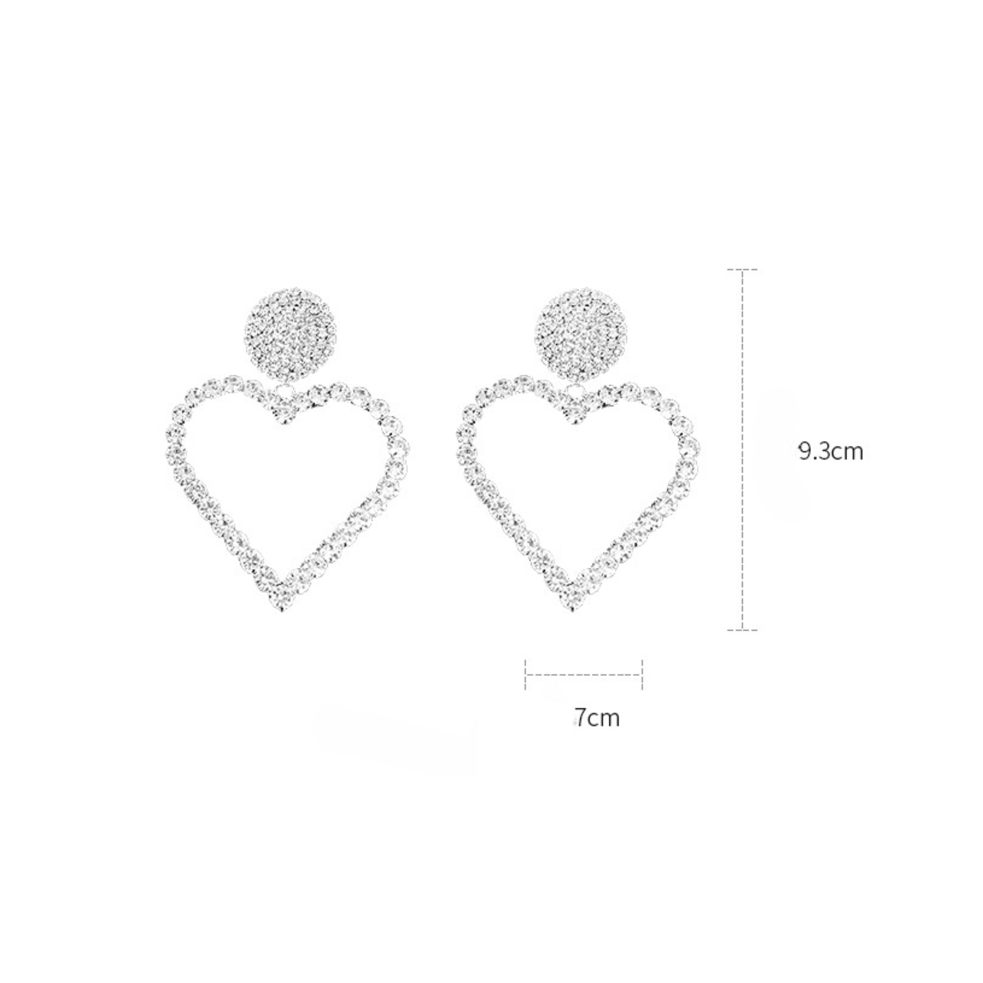 Dangling Hearts Rhinestones Earrings