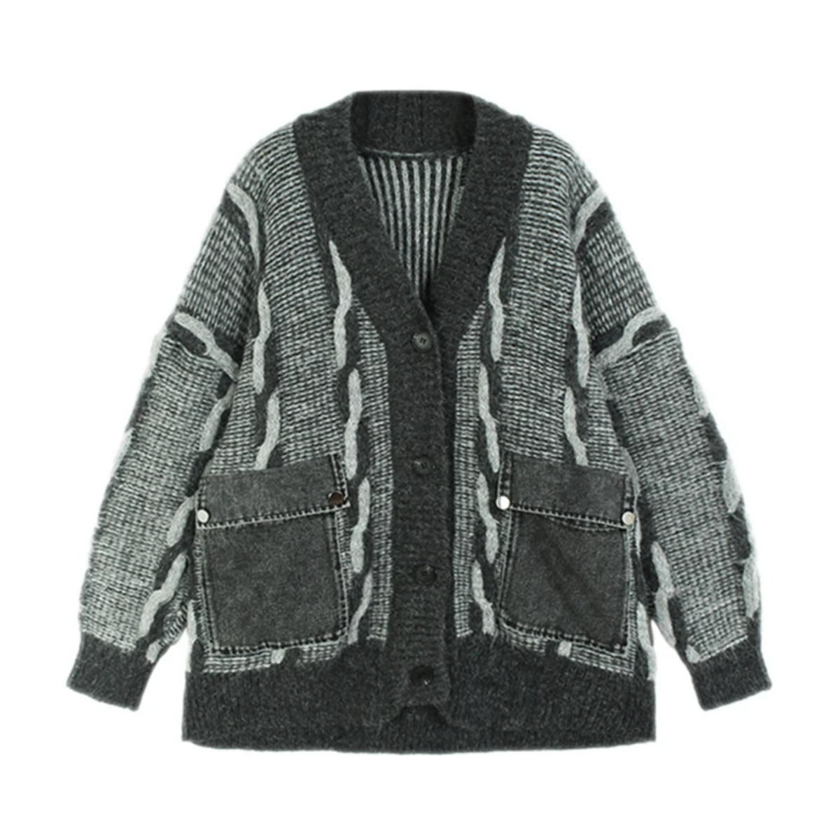 Denim Pocket Knitted Cardigan