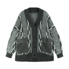 Denim Pocket Knitted Cardigan