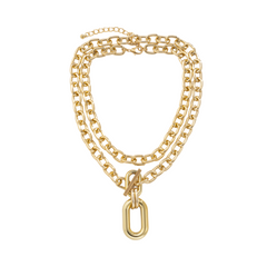 Double Chains Toggle Bar Necklace