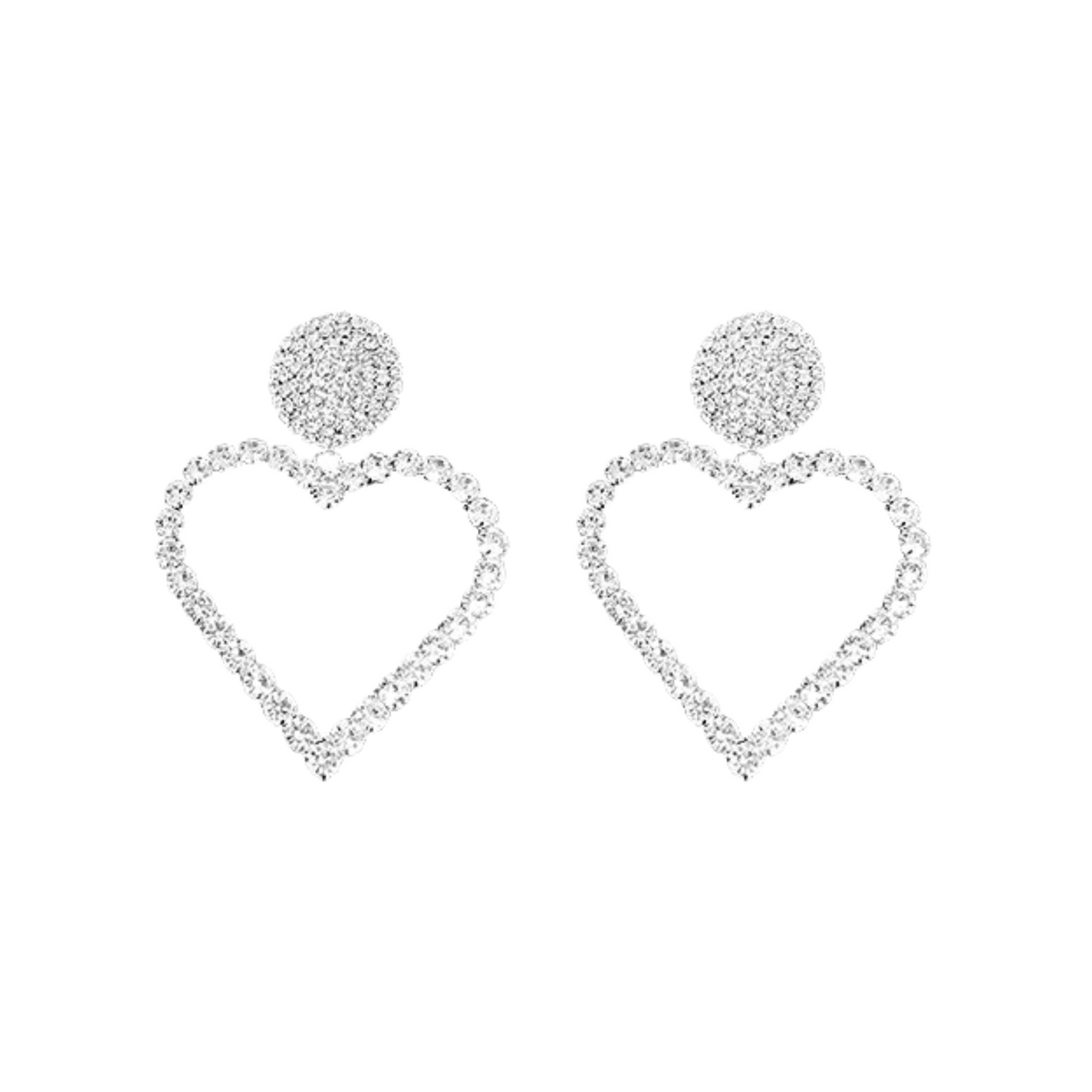 Dangling Hearts Rhinestones Earrings