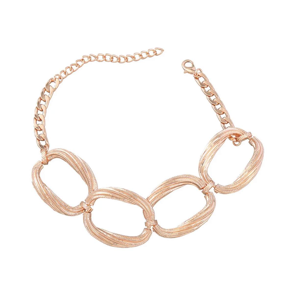 Textured Linked Rings Choker