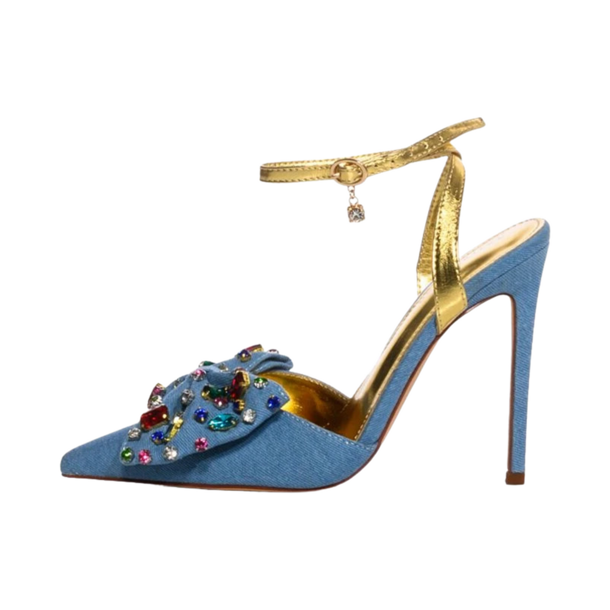 Rhinestones Bowknot Denim Stilettos