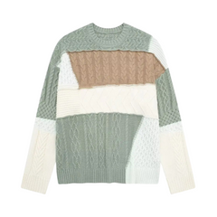 Patchwork Cable Knit Sweater