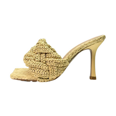 Woven Band Kitten Heels Sandals
