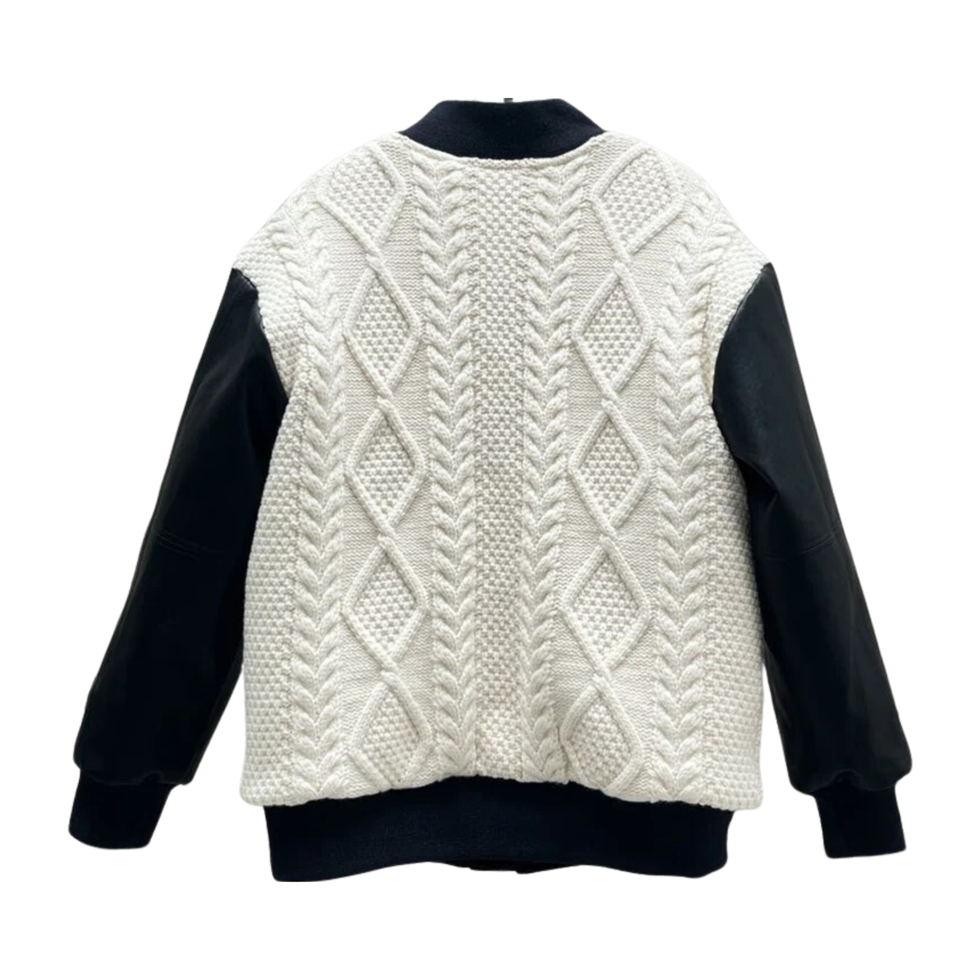 Contrast Spliced Knitted Wool Jacket