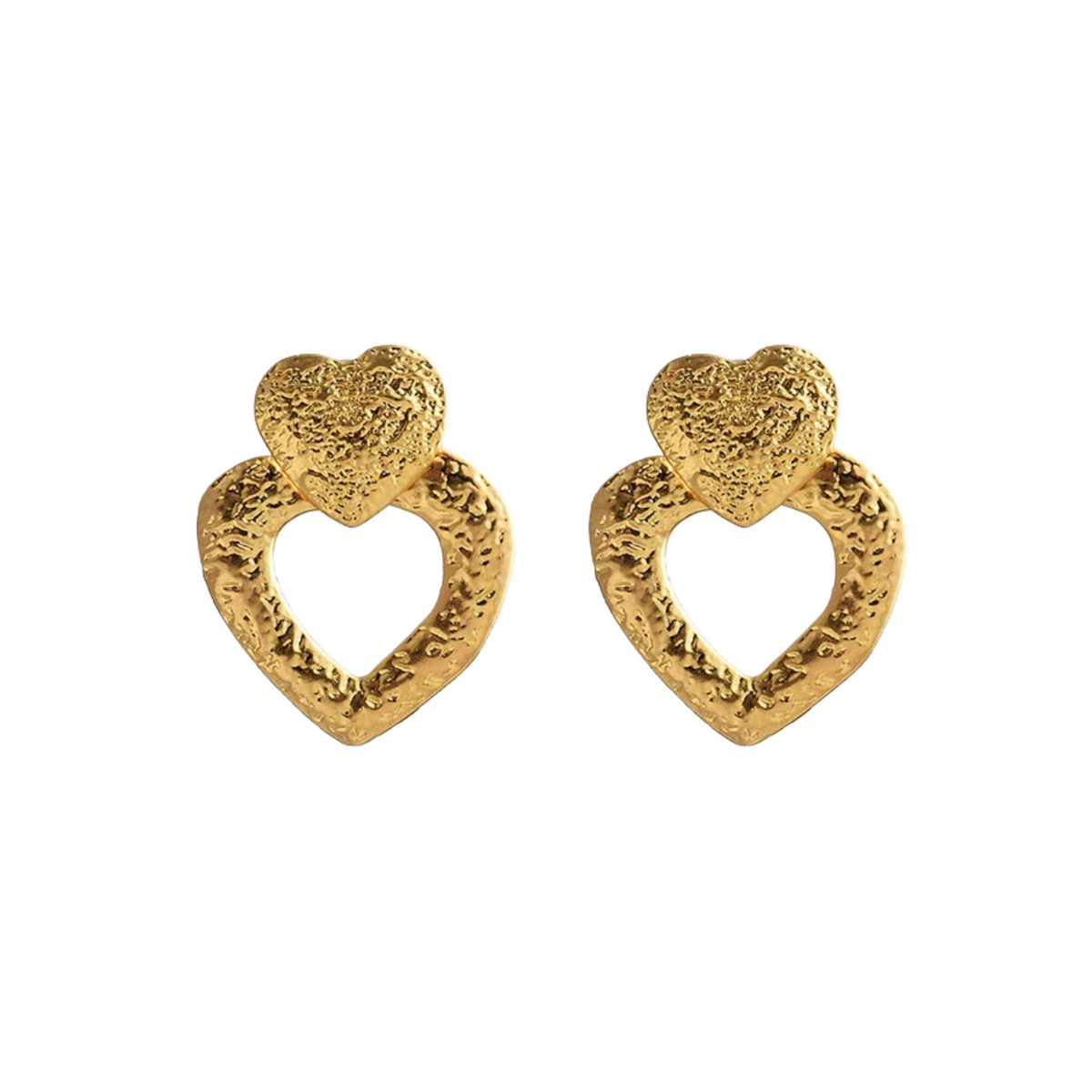 Double Hearts Drop Earrings