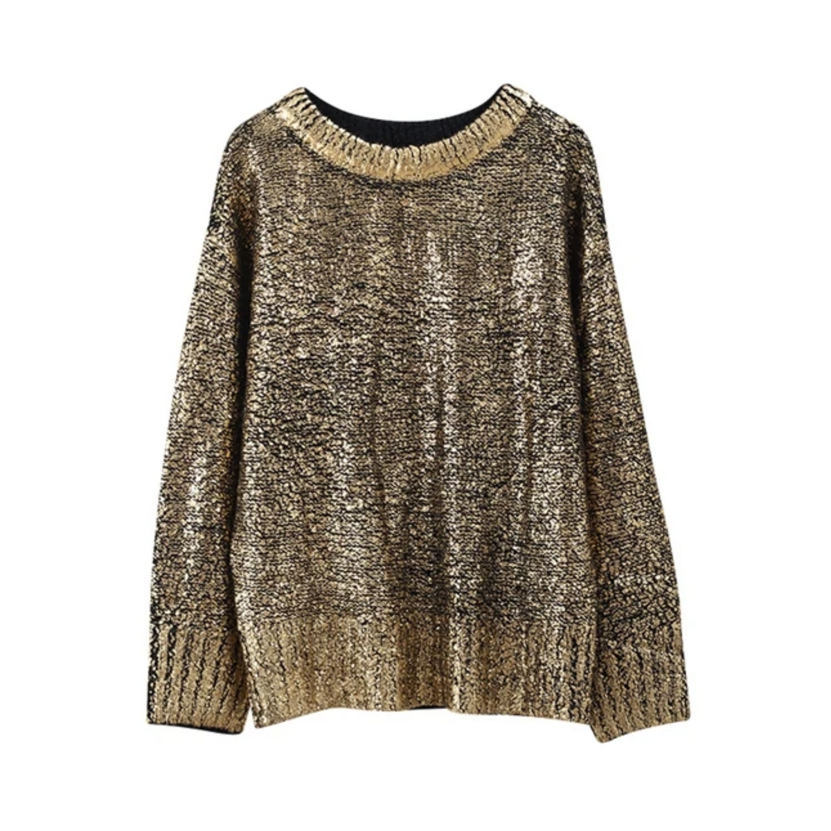 Metallic Ribbed Edges Sweater